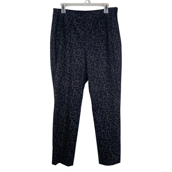 Brooks Brothers Charcoal Gray Black Leopard Print Ponte Pants SZ 14 - Picture 2 of 8